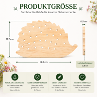 Blumensammler Igel aus Holz – Blumenstecker für 28 Blüten, 19,8 cm