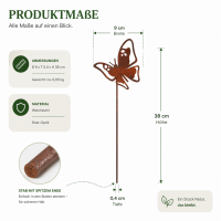 Gartenstecker Schmetterling aus Weichstahl – dekorative Gartendeko