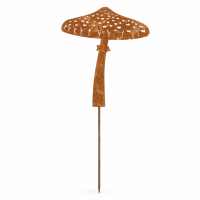 Gartenstecker Pilz aus Weichstahl – lasergeschnittene Gartendeko