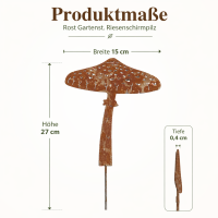Gartenstecker Pilz aus Weichstahl – lasergeschnittene Gartendeko