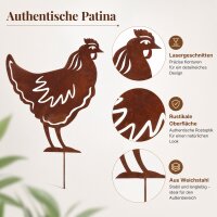 Gartenstecker Hahn aus Weichstahl – lasergeschnittene Gartendeko