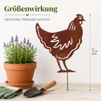 Gartenstecker Hahn aus Weichstahl – lasergeschnittene Gartendeko