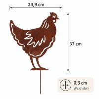 Gartenstecker Hahn aus Weichstahl – lasergeschnittene Gartendeko