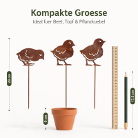 Gartenstecker Küken 3er Set aus Weichstahl – lasergeschnittene Gartendeko