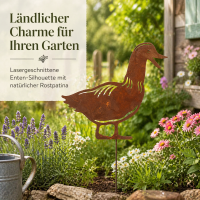 Gartenstecker Ente aus Weichstahl – lasergeschnittene Gartendeko