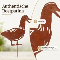 Gartenstecker Ente aus Weichstahl – lasergeschnittene Gartendeko