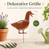 Gartenstecker Ente aus Weichstahl – lasergeschnittene Gartendeko