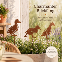 Gartenstecker Entenküken 3er Set aus Weichstahl – lasergeschnittene Gartendeko