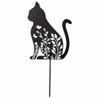 GILDE Gartenstecker Petala Katze aus Metall schwarz matt 45 cm