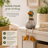 GILDE Kantenhocker Ente Richy aus Keramik – Dekofigur braun grün matt, 12 cm