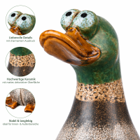GILDE Zaunsitzer Ente Richy aus Keramik – Zaunfigur grün hellbraun matt, 18 cm