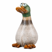 Keramik Zaunsitzer Ente 10x11,5x18 cm Grün - Deko für Zaun und Mauer
