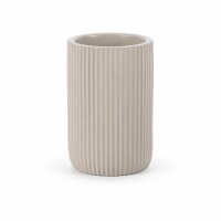 SAMOS Zahnputzbecher Taupe aus Polyresin mit geripptem Design