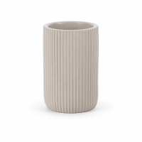 SAMOS Zahnputzbecher Taupe aus Polyresin mit geripptem...