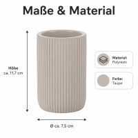 SAMOS Zahnputzbecher Taupe aus Polyresin mit geripptem Design