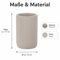SAMOS Zahnputzbecher Taupe aus Polyresin mit geripptem Design