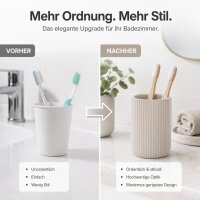 SAMOS Zahnputzbecher Taupe aus Polyresin mit geripptem Design