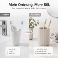 SAMOS Zahnputzbecher Taupe aus Polyresin mit geripptem Design