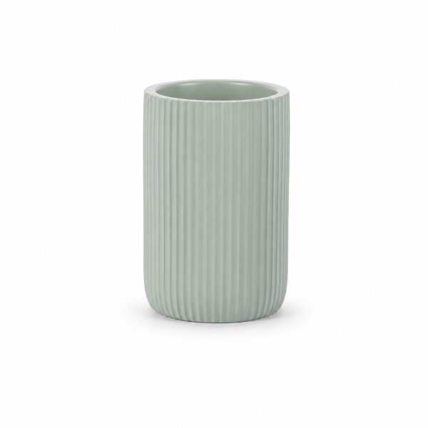 SAMOS Zahnputzbecher Mint aus Polyresin mit geripptem Design