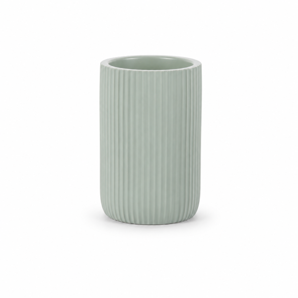 SAMOS Zahnputzbecher Mint aus Polyresin mit geripptem Design