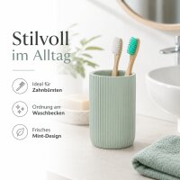 SAMOS Zahnputzbecher Mint aus Polyresin mit geripptem Design