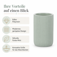 SAMOS Zahnputzbecher Mint aus Polyresin mit geripptem Design