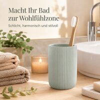 SAMOS Zahnputzbecher Mint aus Polyresin mit geripptem Design