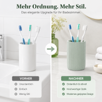 SAMOS Zahnputzbecher Mint aus Polyresin mit geripptem Design