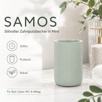 SAMOS Zahnputzbecher Mint aus Polyresin mit geripptem Design