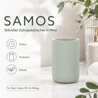 SAMOS Zahnputzbecher Mint aus Polyresin mit geripptem Design