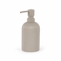 SAMOS Seifenspender Taupe aus Polyresin mit geripptem Design