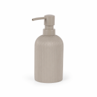 SAMOS Seifenspender Taupe aus Polyresin mit geripptem Design
