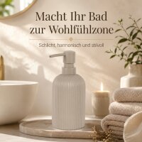SAMOS Seifenspender Taupe aus Polyresin mit geripptem Design