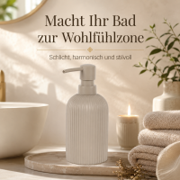 SAMOS Seifenspender Taupe aus Polyresin mit geripptem Design
