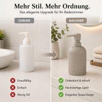 SAMOS Seifenspender Taupe aus Polyresin mit geripptem Design