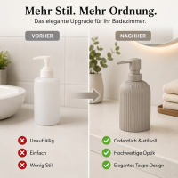 SAMOS Seifenspender Taupe aus Polyresin mit geripptem Design