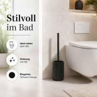 WC Garnitur modern 37,5cm Schwarz Polyresin WC Bürstenhalter
