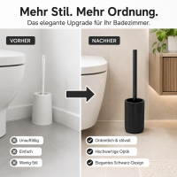 WC Garnitur modern 37,5cm Schwarz Polyresin WC Bürstenhalter