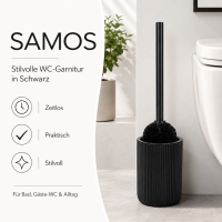 WC Garnitur modern 37,5cm Schwarz Polyresin WC Bürstenhalter