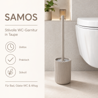 SAMOS WC-Garnitur in Taupe aus Polyresin