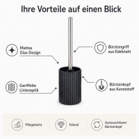 TOKIO WC-Bürste in Schwarz mit geriffeltem Glasbehälter