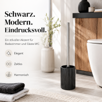 TOKIO WC-Bürste in Schwarz mit geriffeltem Glasbehälter