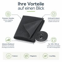 Fliegengitter 130 x 150 cm in Anthrazit mit Klettband