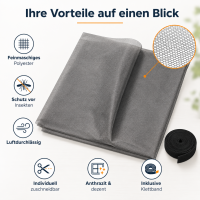 Fliegengitter 100 x 130 cm in Anthrazit mit Klettband