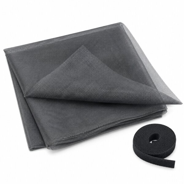 Fliegengitter 100 x 100 cm in Anthrazit mit Klettband