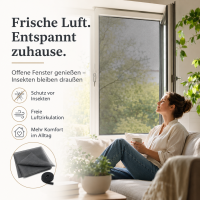 Fliegengitter 100 x 100 cm in Anthrazit mit Klettband