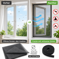 Fliegengitter 100 x 100 cm in Anthrazit mit Klettband