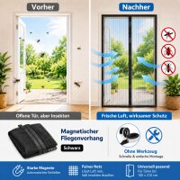 Fliegenvorhang 100 x 210 cm in Schwarz mit Magnetverschluss