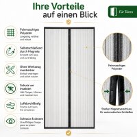 Fliegenvorhang 100 x 210 cm in Schwarz mit Magnetverschluss