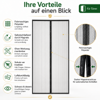 Fliegenvorhang 100 x 210 cm in Schwarz mit Magnetverschluss